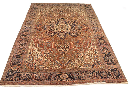 Antique Rusty Red Floral 10'3X14'5 Heriz Goravan Persian Rug