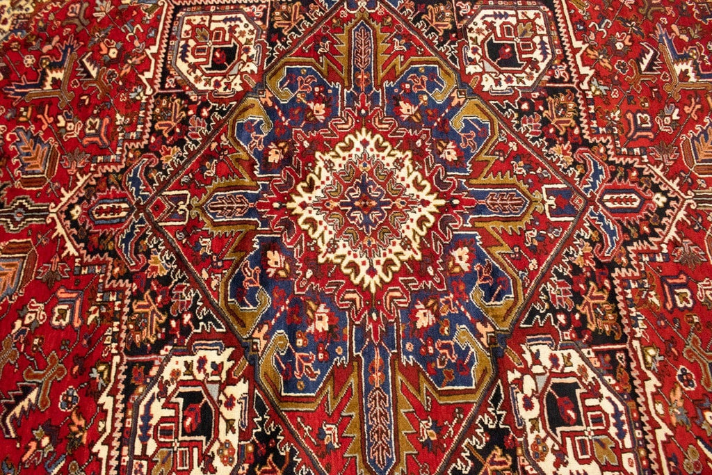 Semi Antique Red Geometric 10'7X13'6 Heriz Persian Rug