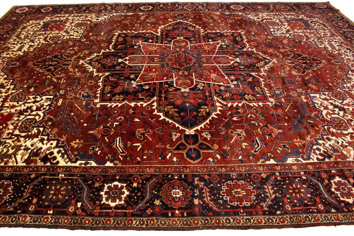 Semi Antique Red Geometric 11X15 Heriz Persian Rug