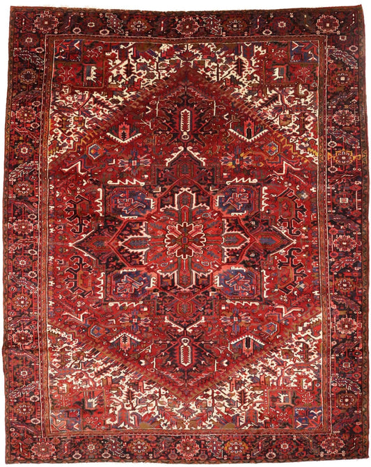 Semi Antique Red Geometric 11X14 Heriz Persian Rug
