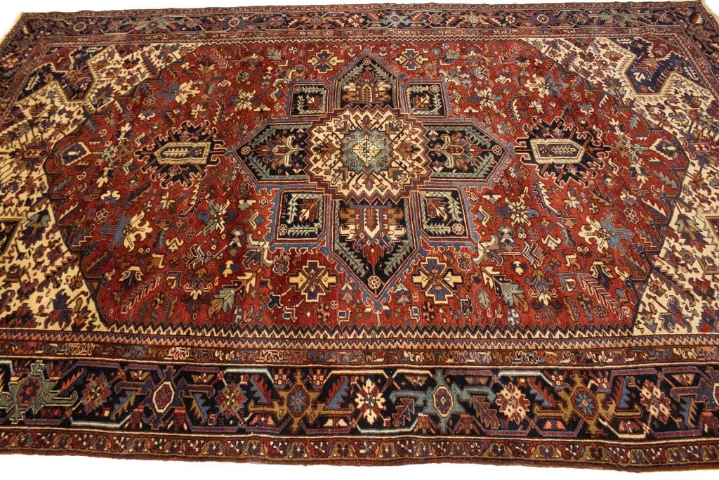 Semi Antique Red Geometric 10'4X15'7 Heriz Persian Rug