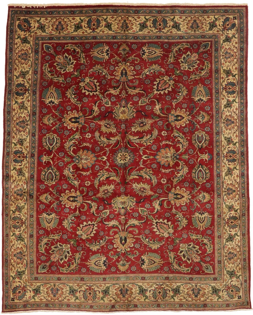 Semi Antique Red Traditional 10X13 Tabriz Persian Rug