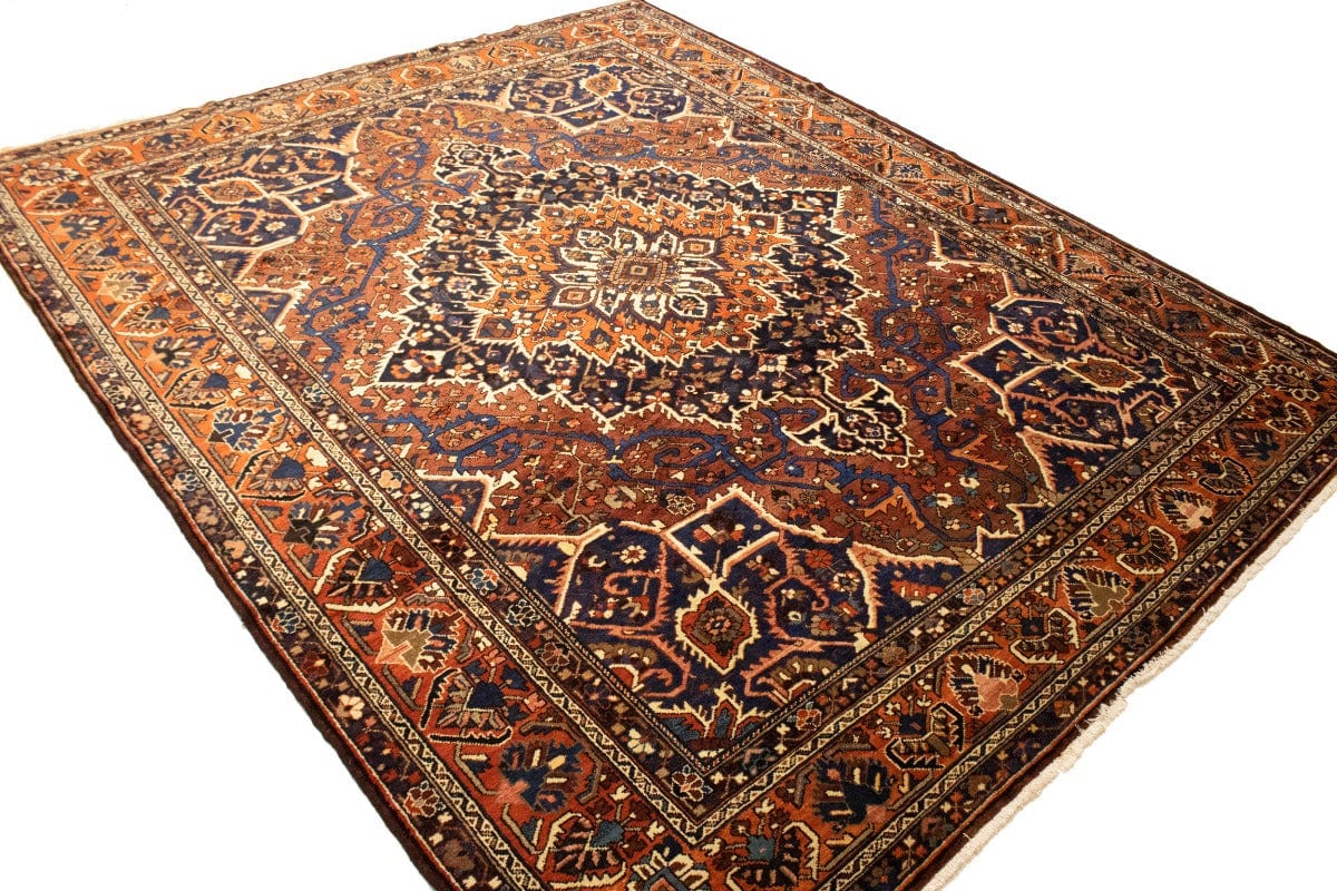 Vintage Rusty Brown Floral 12X14 Bakhtiari Persian Rug