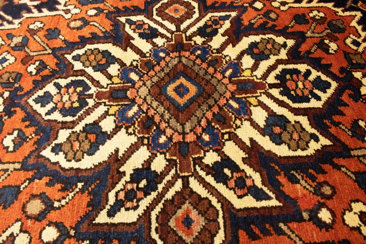 Vintage Rusty Brown Floral 12X14 Bakhtiari Persian Rug