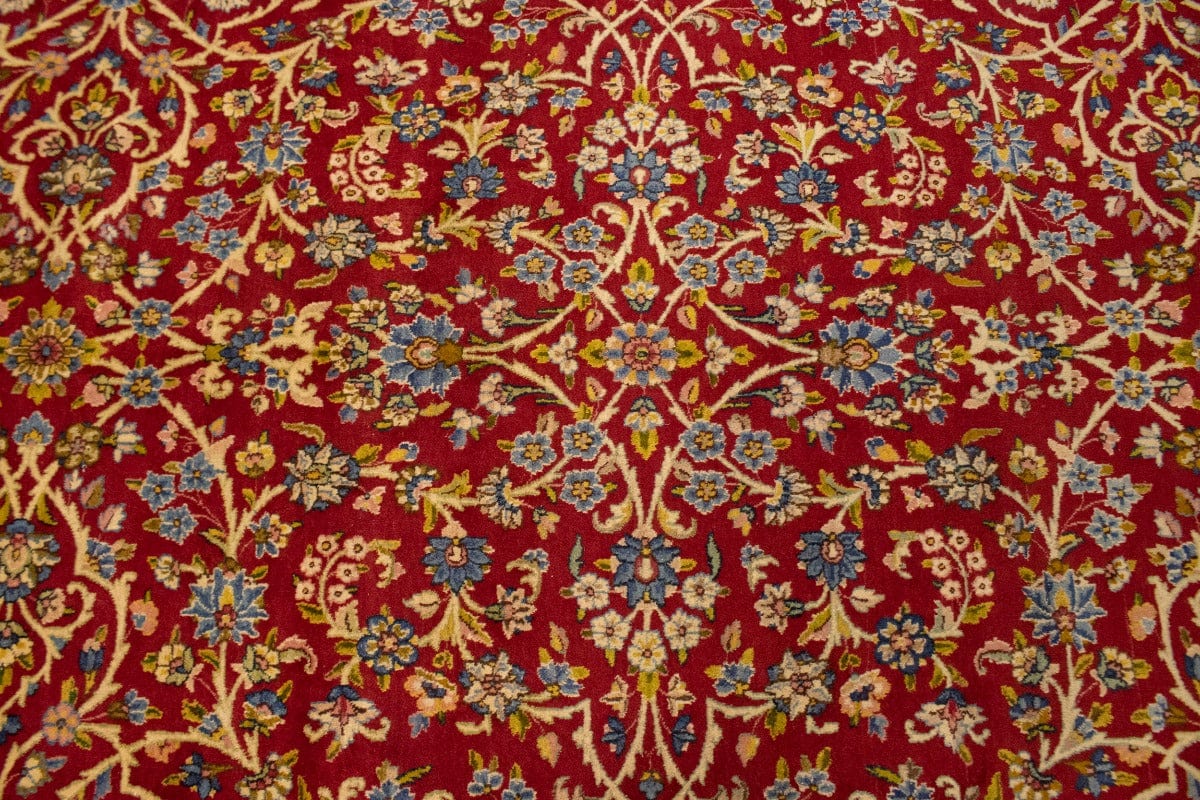 Vintage Red Floral 13X16 Kerman Persian Rug