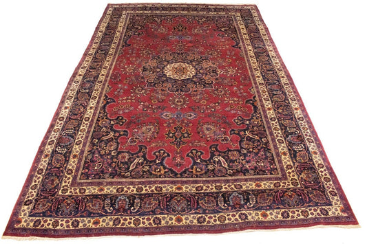 Antique Red Traditional 10'5X16'7 Mashad Persian Rug