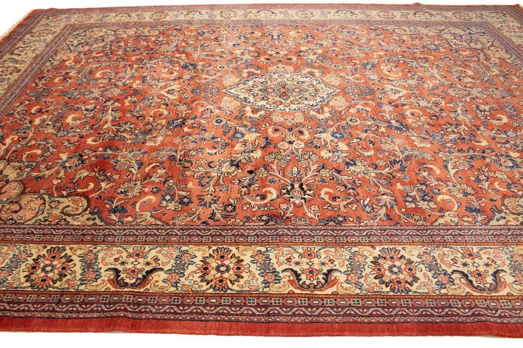 Vintage Orange-red Traditional 11X15 Mahal Persian Rug