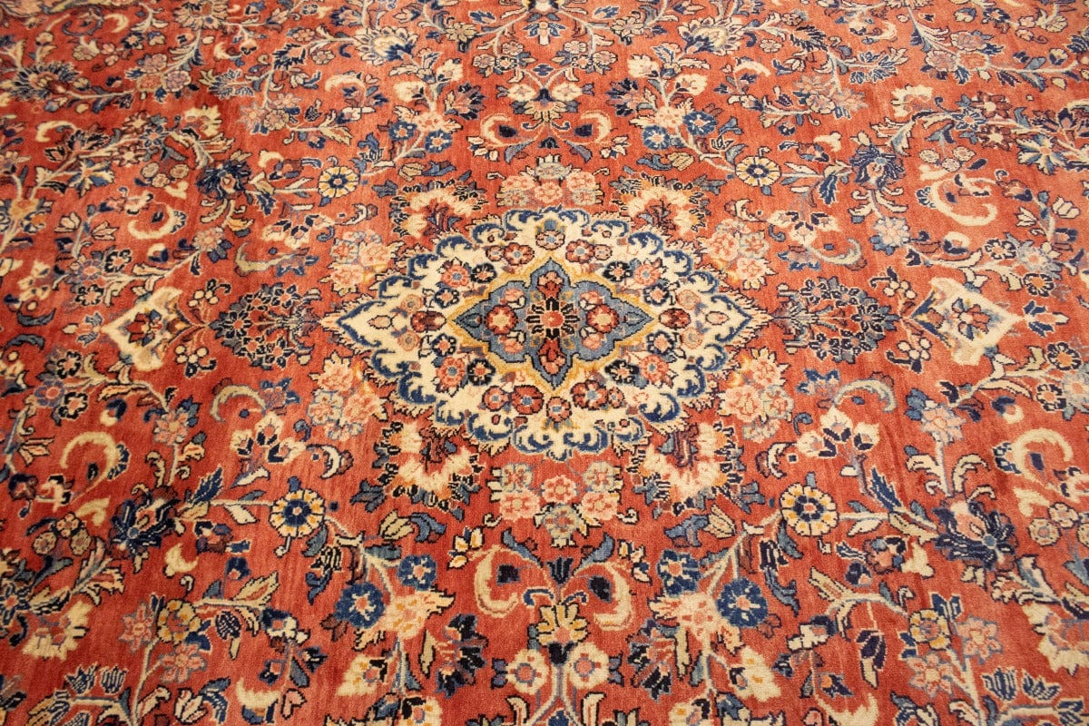 Vintage Orange-red Traditional 11X15 Mahal Persian Rug