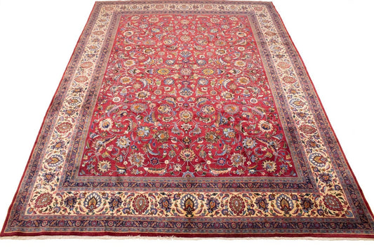 Vintage Red Traditional 11X15 Mashad Persian Rug