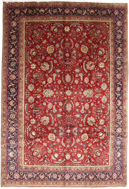 Vintage Red Traditional 10X14'5 Tabriz Persian Rug