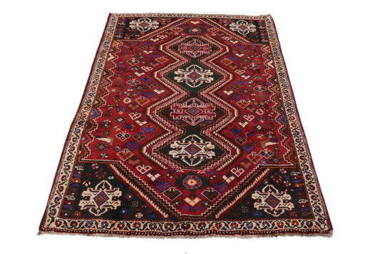 Vintage Red Tribal 5'5X8'9 Shiraz Persian Rug