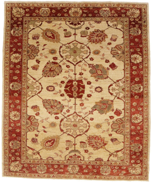 Cream Floral 5X6 Peshawar Pakistan Oriental Rug