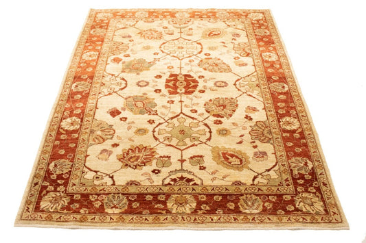 Cream Floral 5X6 Peshawar Pakistan Oriental Rug