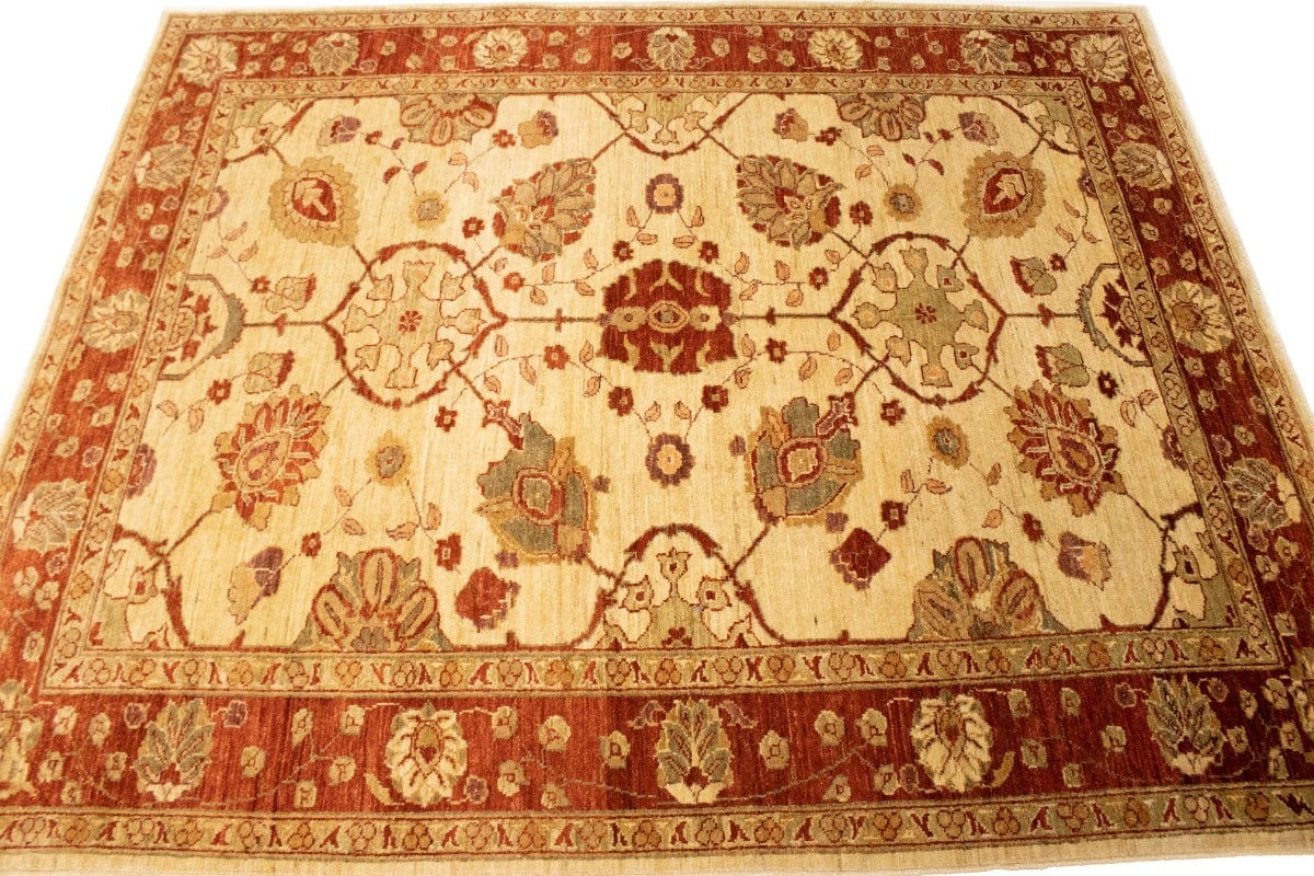 Cream Floral 5X6 Peshawar Pakistan Oriental Rug