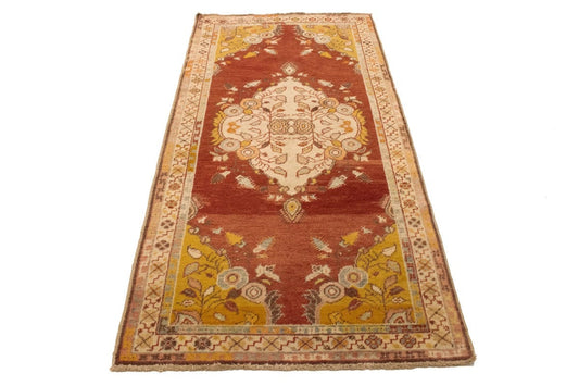 Vintage Rusty Red Floral Anatolian 3X7 Turkish Oriental Rug