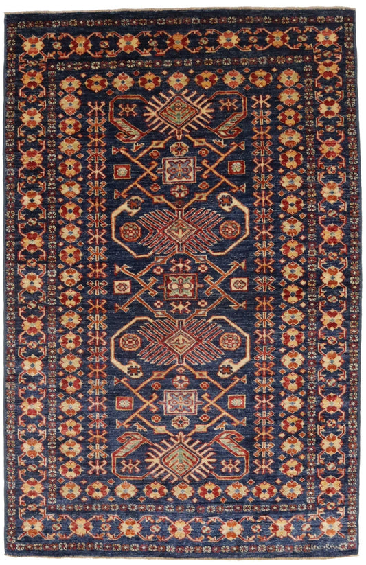 Hale Navy Geometric Tribal 3X5 Kazak Pakistan Rug