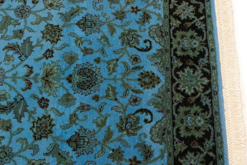 Overdyed Blue Floral 3X5 Distressed Agra Oriental Rug