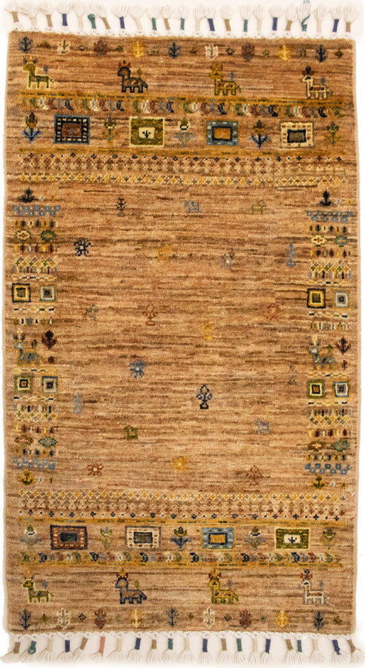 Beige Tribal 2X3 Gabbeh Peshawar Pakistan Rug