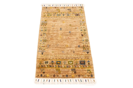 Beige Tribal 2X3 Gabbeh Peshawar Pakistan Rug