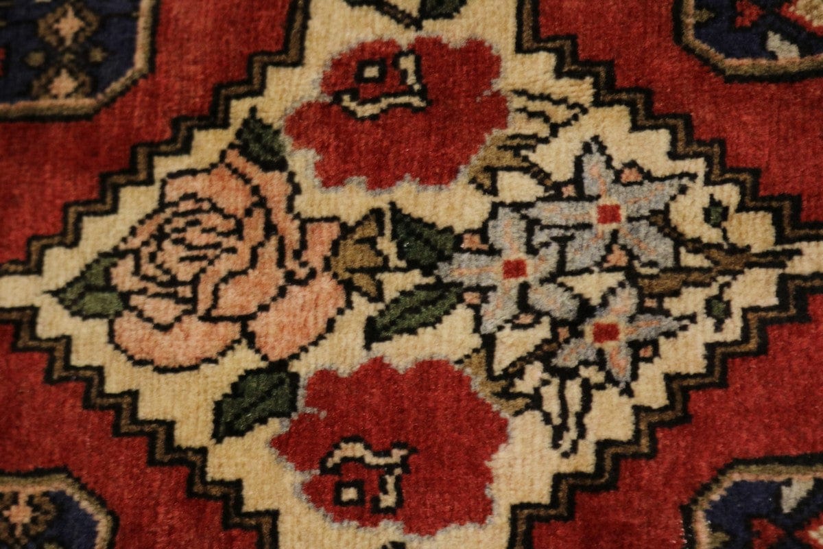 Vintage Scarlet Red Floral 3X13 Bidjar Persian Runner Rug