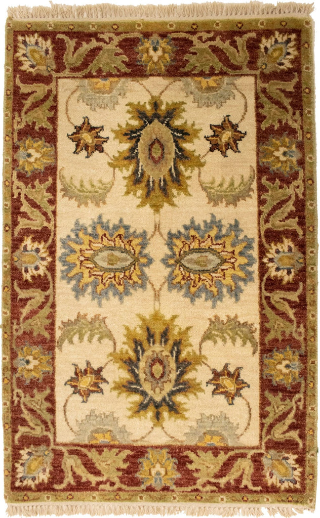 Cream Floral Peshawar 2X3 Pakistan Oriental Rug