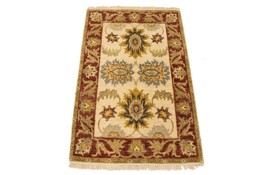 Cream Floral Peshawar 2X3 Pakistan Oriental Rug