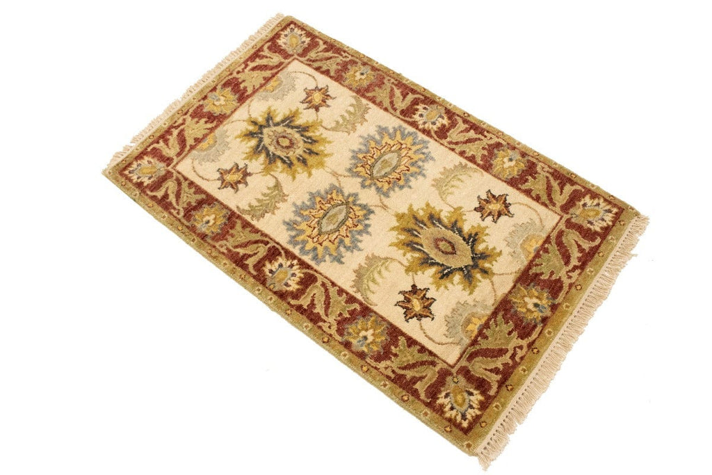 Cream Floral Peshawar 2X3 Pakistan Oriental Rug