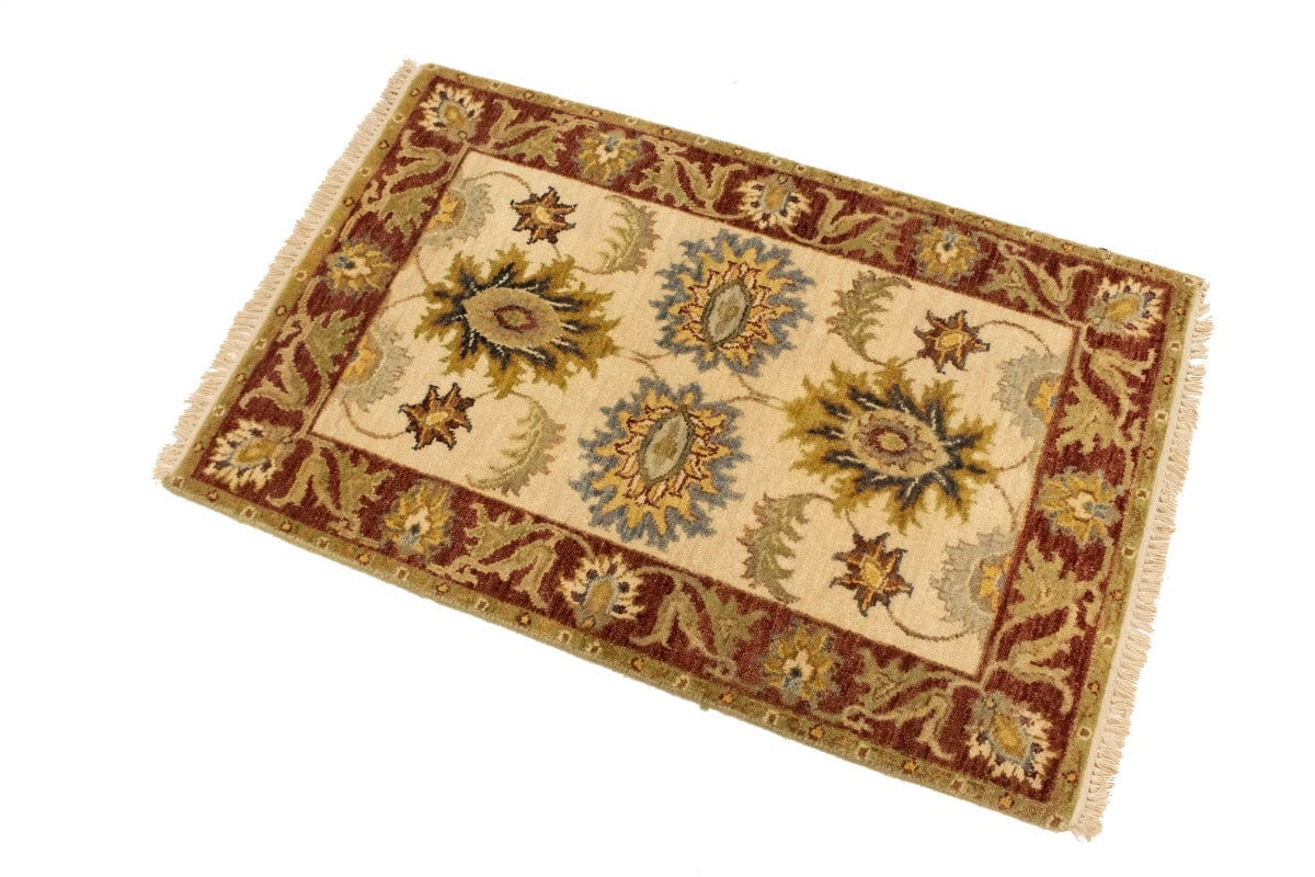 Cream Floral Peshawar 2X3 Pakistan Oriental Rug