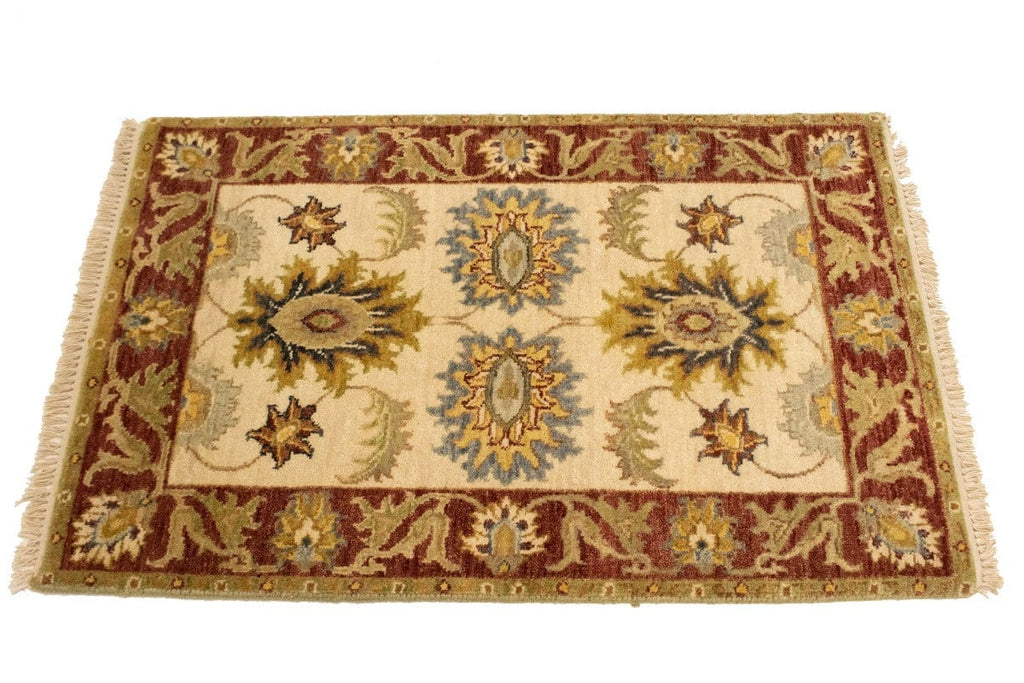 Cream Floral Peshawar 2X3 Pakistan Oriental Rug