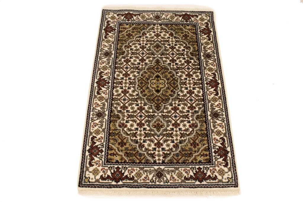 Cream Floral Geometric 2X3 Tabriz Fish Mahi Oriental Rug