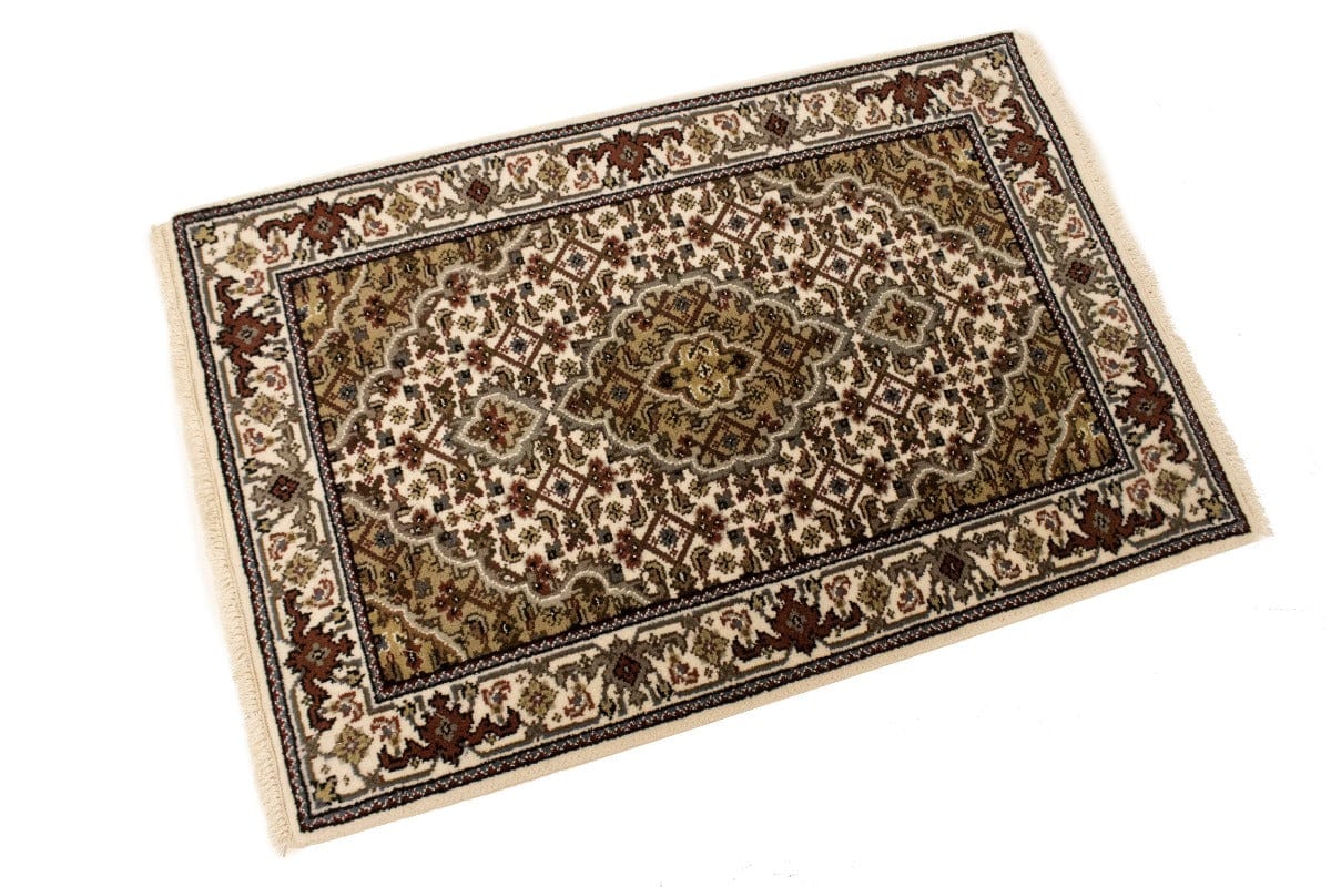 Cream Floral Geometric 2X3 Tabriz Fish Mahi Oriental Rug