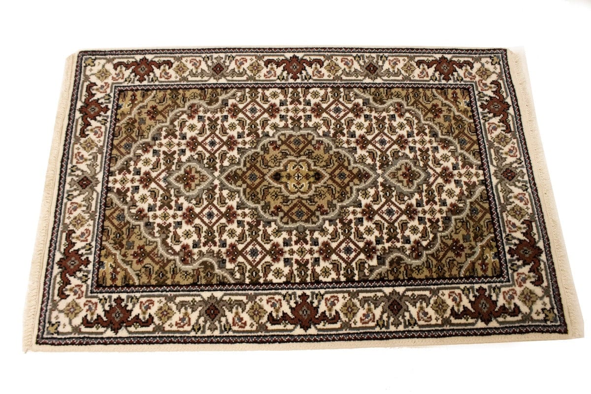 Cream Floral Geometric 2X3 Tabriz Fish Mahi Oriental Rug