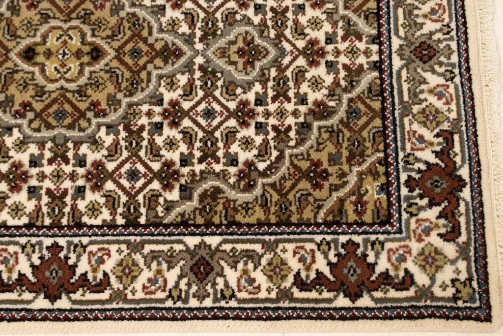 Cream Floral Geometric 2X3 Tabriz Fish Mahi Oriental Rug