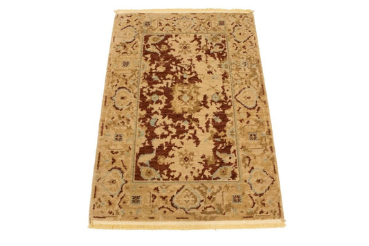 Beige Floral Peshawar 2X3 Pakistan Oriental Rug