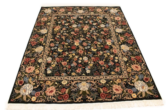 Black Floral 8X10 Pakistan Oriental Rug