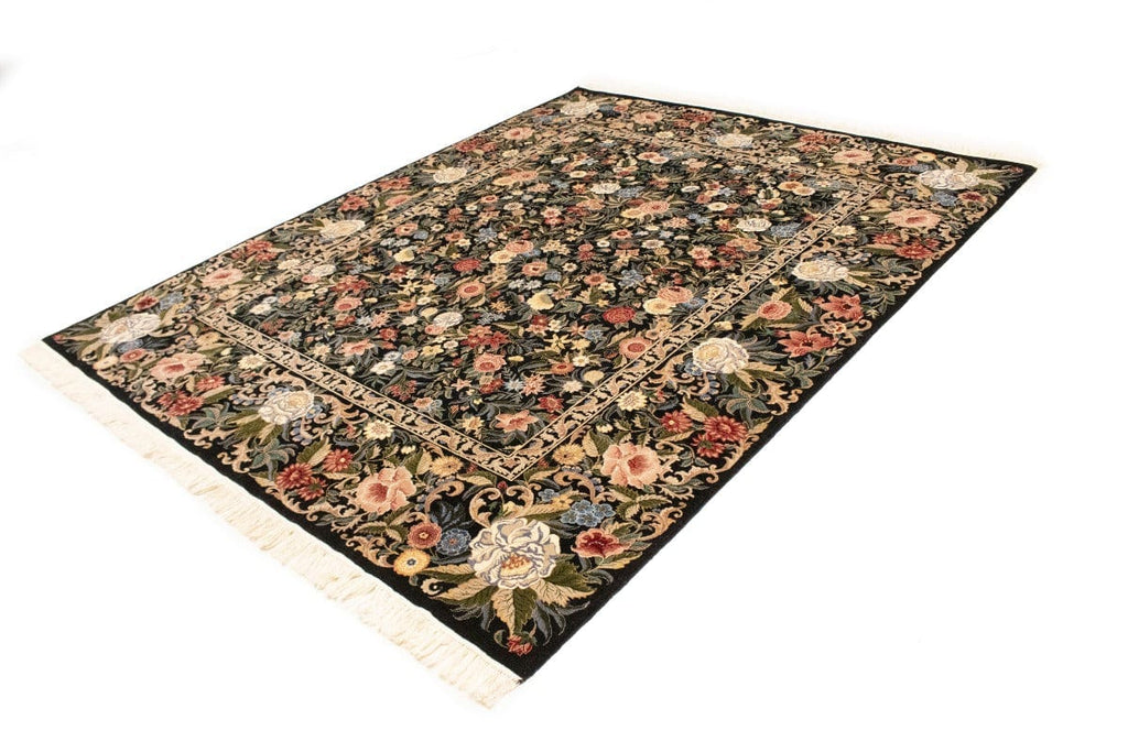 Black Floral 8X10 Pakistan Oriental Rug