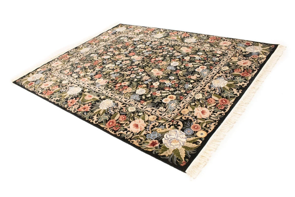 Black Floral 8X10 Pakistan Oriental Rug