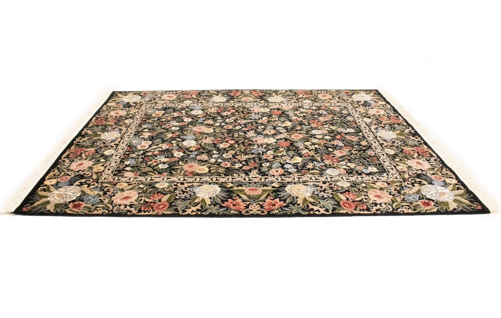 Black Floral 8X10 Pakistan Oriental Rug