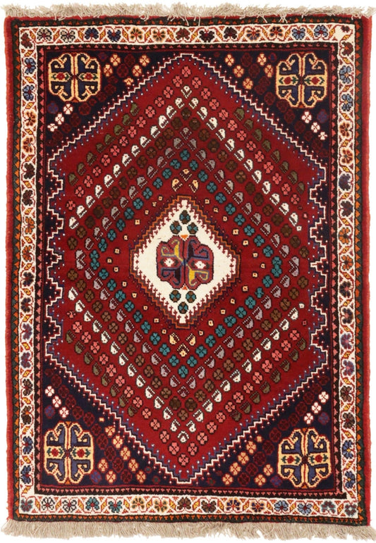 Red Tribal 3'4X4'8 Shiraz Persian Rug