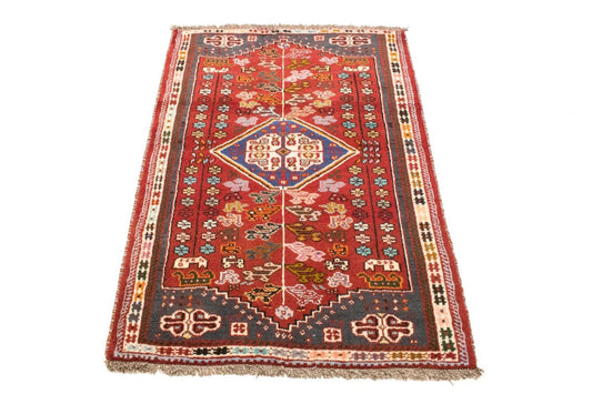 Red Tribal 3'5X5 Shiraz Persian Rug