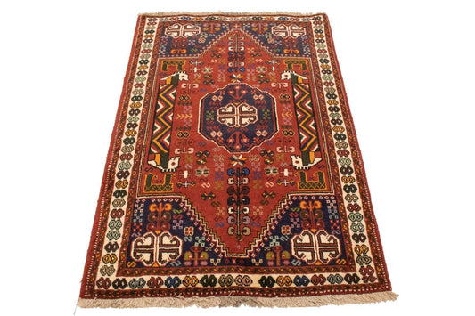 Red Tribal 3'4X5 Shiraz Persian Rug