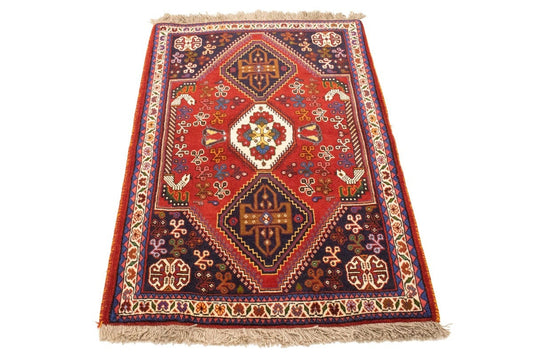 Red Tribal 3'5X5 Shiraz Persian Rug