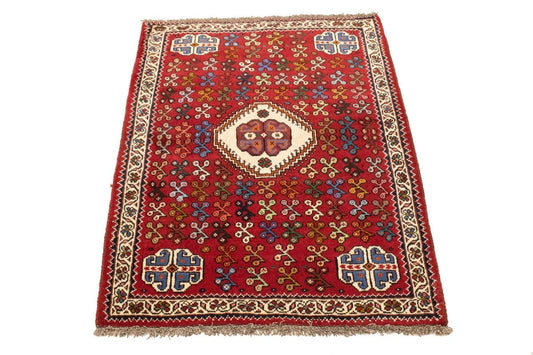 Red Tribal 3'6X4'3 Shiraz Persian Rug