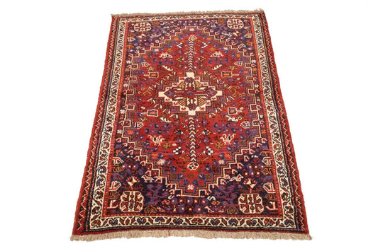 Red Tribal 3'4X5 Shiraz Persian Rug