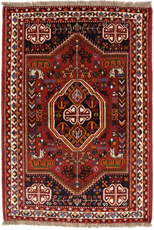 Rusty Red Tribal 3'5X5 Shiraz Persian Rug