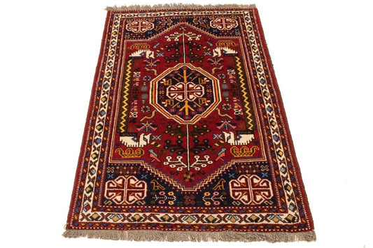 Red Tribal 3'5X5 Shiraz Persian Rug