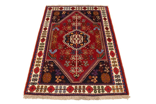 Red Tribal 3'5X5 Shiraz Persian Rug