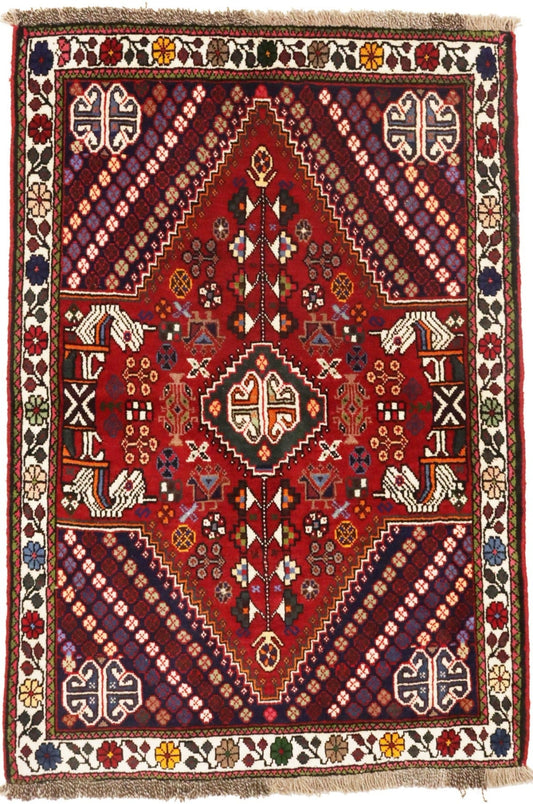 Red Tribal 3'4X5 Shiraz Persian Rug