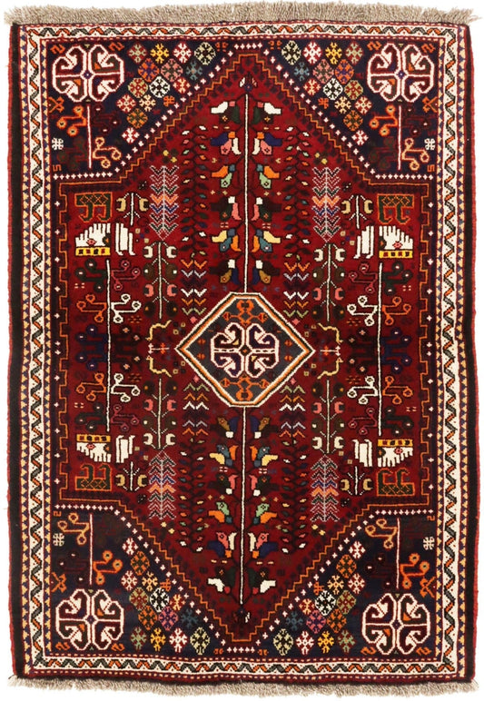 Red Tribal 3'5X5 Shiraz Persian Rug