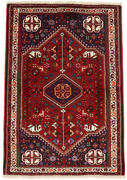 Red Tribal 3'5X5 Shiraz Persian Rug